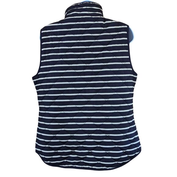 Striped Quilted Vest Large Navy/White with Pockets cottagecore warm winter chic - Picture 4 of 6